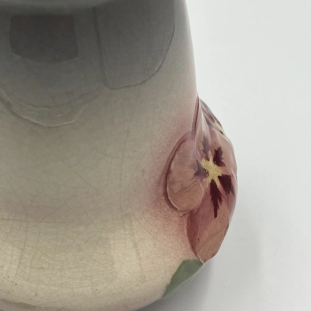 Weller Etna Art Pottery Pansy Vase c.1906 Blush‎ Pink Raised Relief Antique
